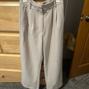 Abercrombie & Fitch Cream Trousers High-Waisted Wide-Leg